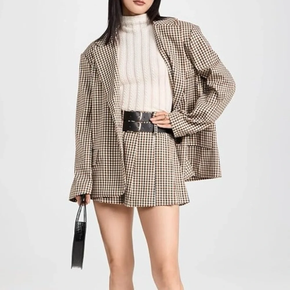 Moon River Double Belted Pleated Plaid Mini Skirt - Picture 6 of 9